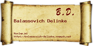 Balassovich Delinke névjegykártya